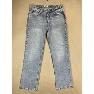 We The Free Jeans Womens 30 Blue Straight Leg Mid Rise Relaxed Fit Button Fly